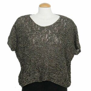 NWT Eileen Fisher cropped boxy sweater Sz L Bronze Color Sparkle Jacquard